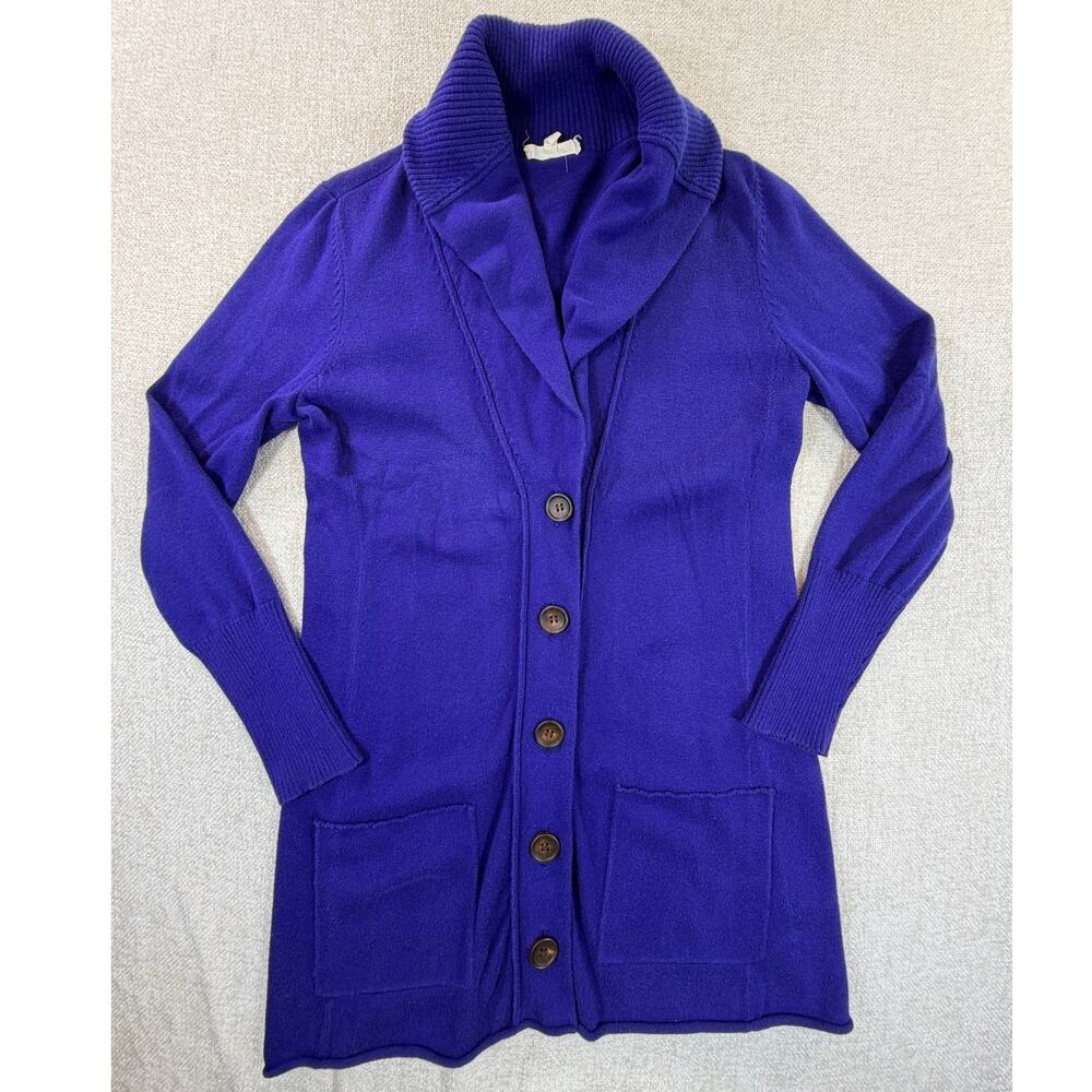 Eileen Fisher Womens Purple Medium Cashmere Blend Long Sleeve Button Up Cardigan